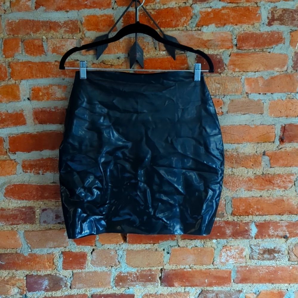 Latex mini skirt